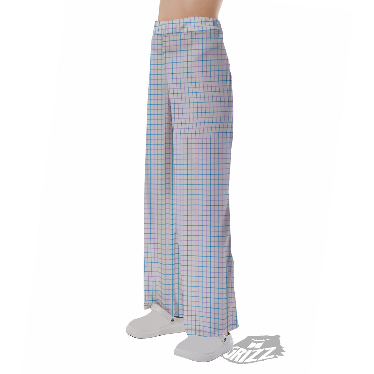Tattersall Purple And Blue Line Print Pattern Pajama Pants-grizzshop