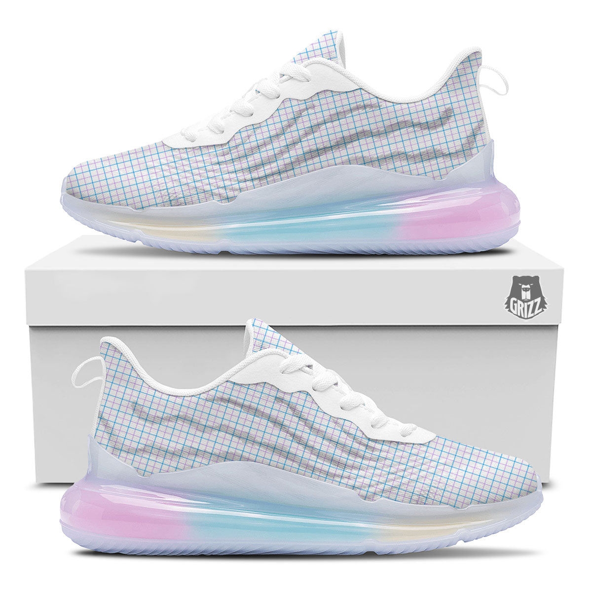 Tattersall Purple And Blue Line Print Pattern Running Sneakers-grizzshop