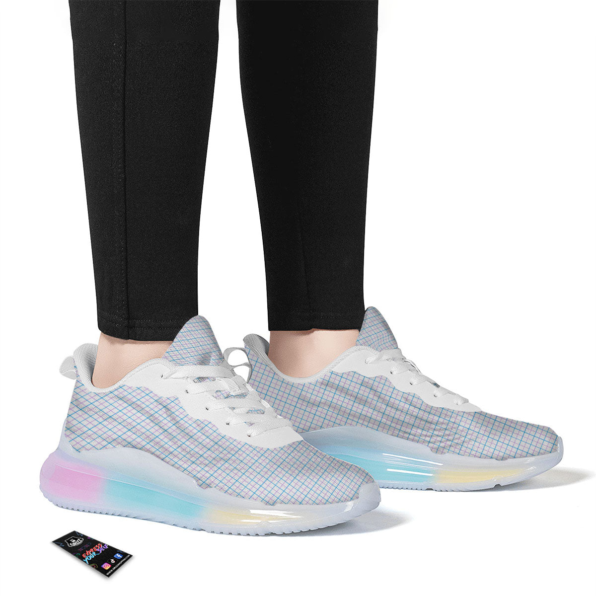 Tattersall Purple And Blue Line Print Pattern Running Sneakers-grizzshop