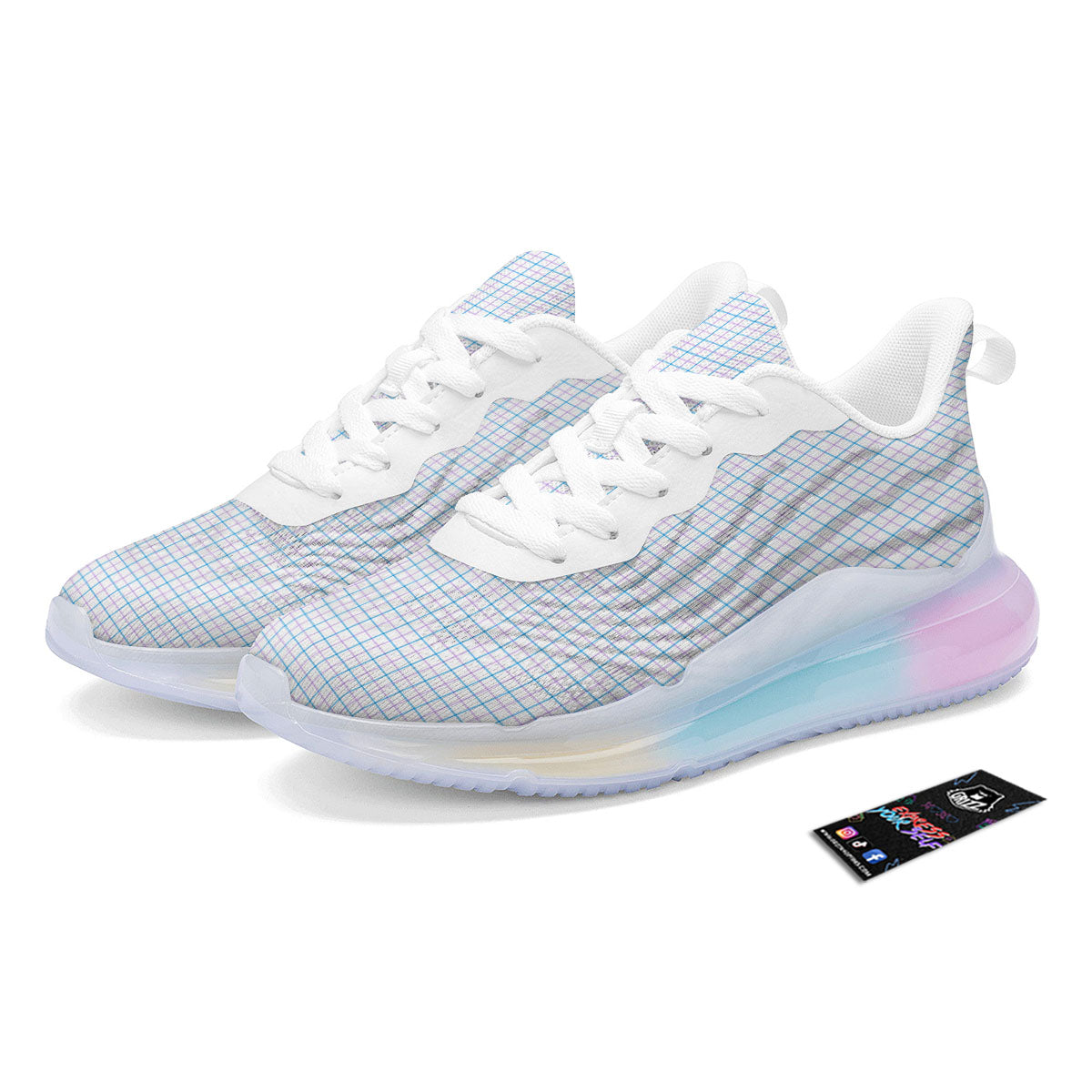 Tattersall Purple And Blue Line Print Pattern Running Sneakers-grizzshop