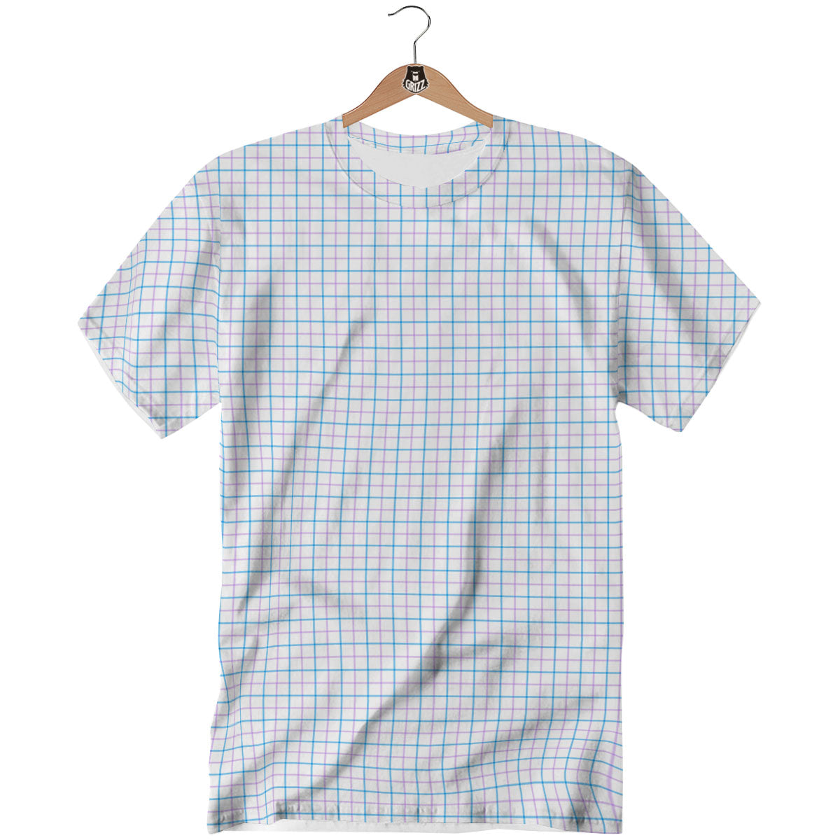 Tattersall Purple And Blue Line Print Pattern T-Shirt-grizzshop