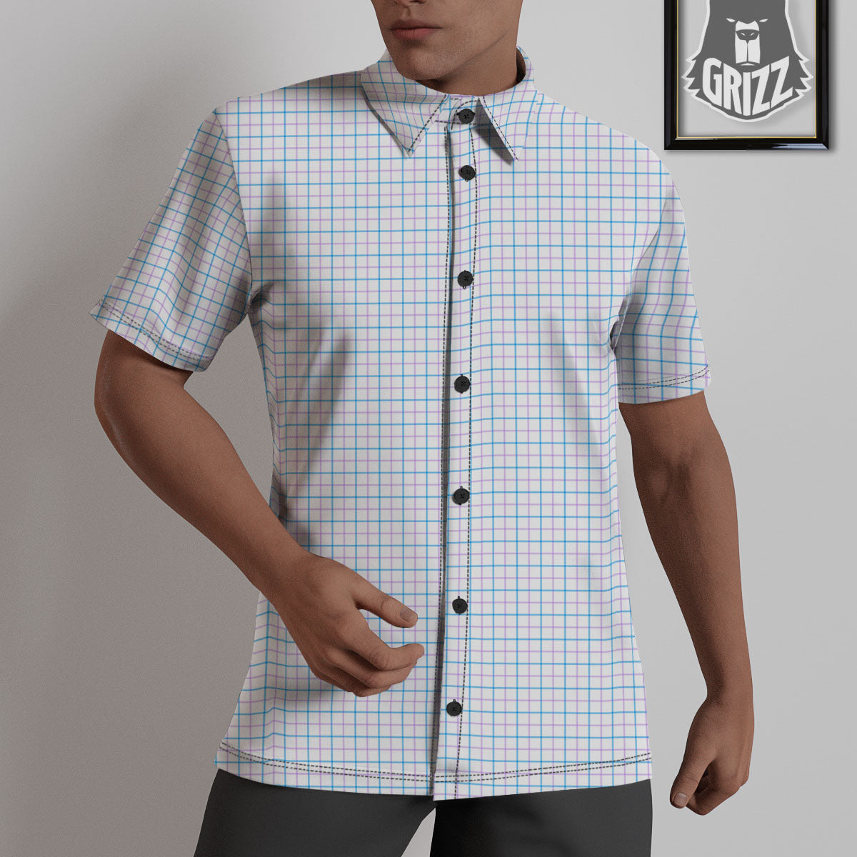 Tattersall Purple And Blue Line Print Pattern Untucked Shirts-grizzshop