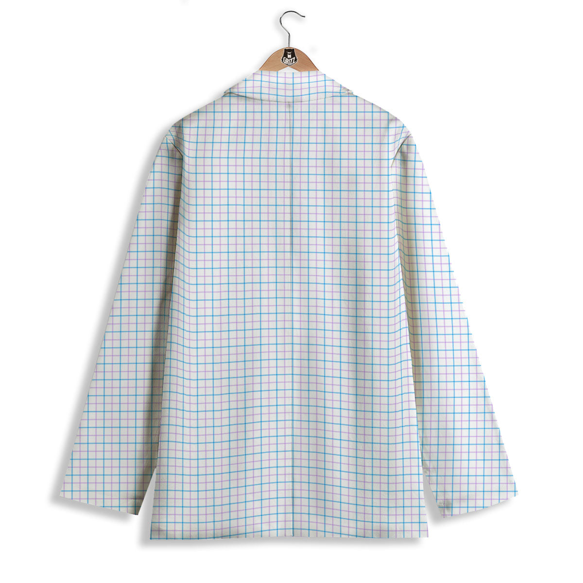 Tattersall Purple And Blue Line Print Pattern Women's Blazer-grizzshop