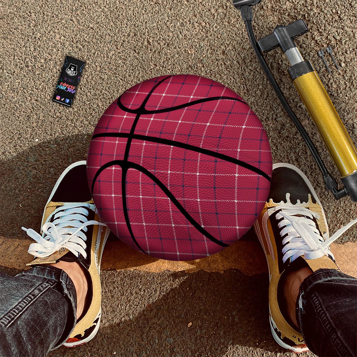Tattersall Red Print Pattern Basketball-grizzshop