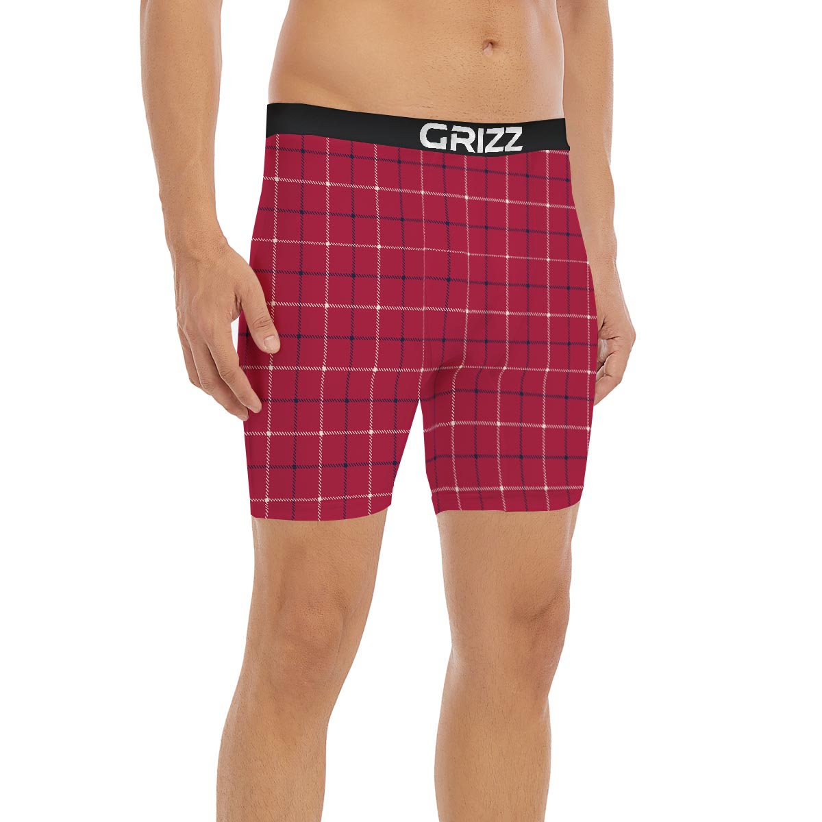 Tattersall Red Print Pattern Boxer Briefs-grizzshop