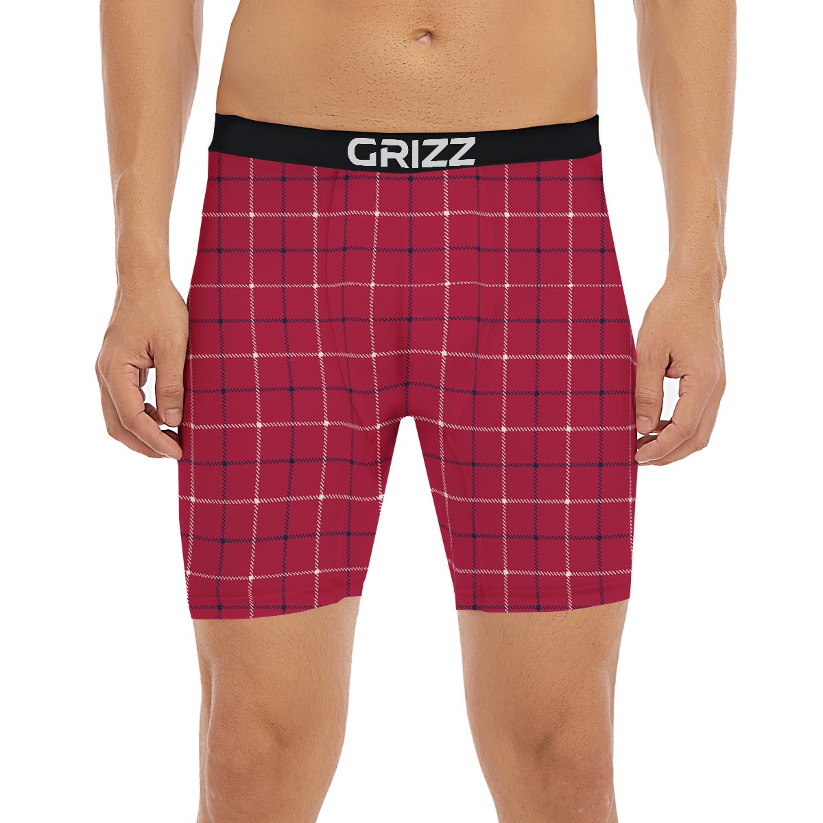 Tattersall Red Print Pattern Boxer Briefs-grizzshop
