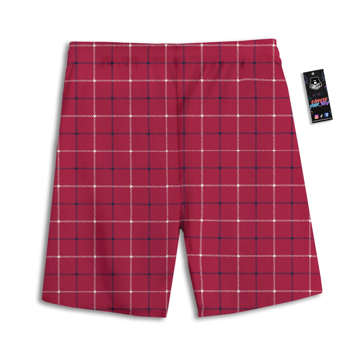 Tattersall Red Print Pattern Men's Athletic Shorts