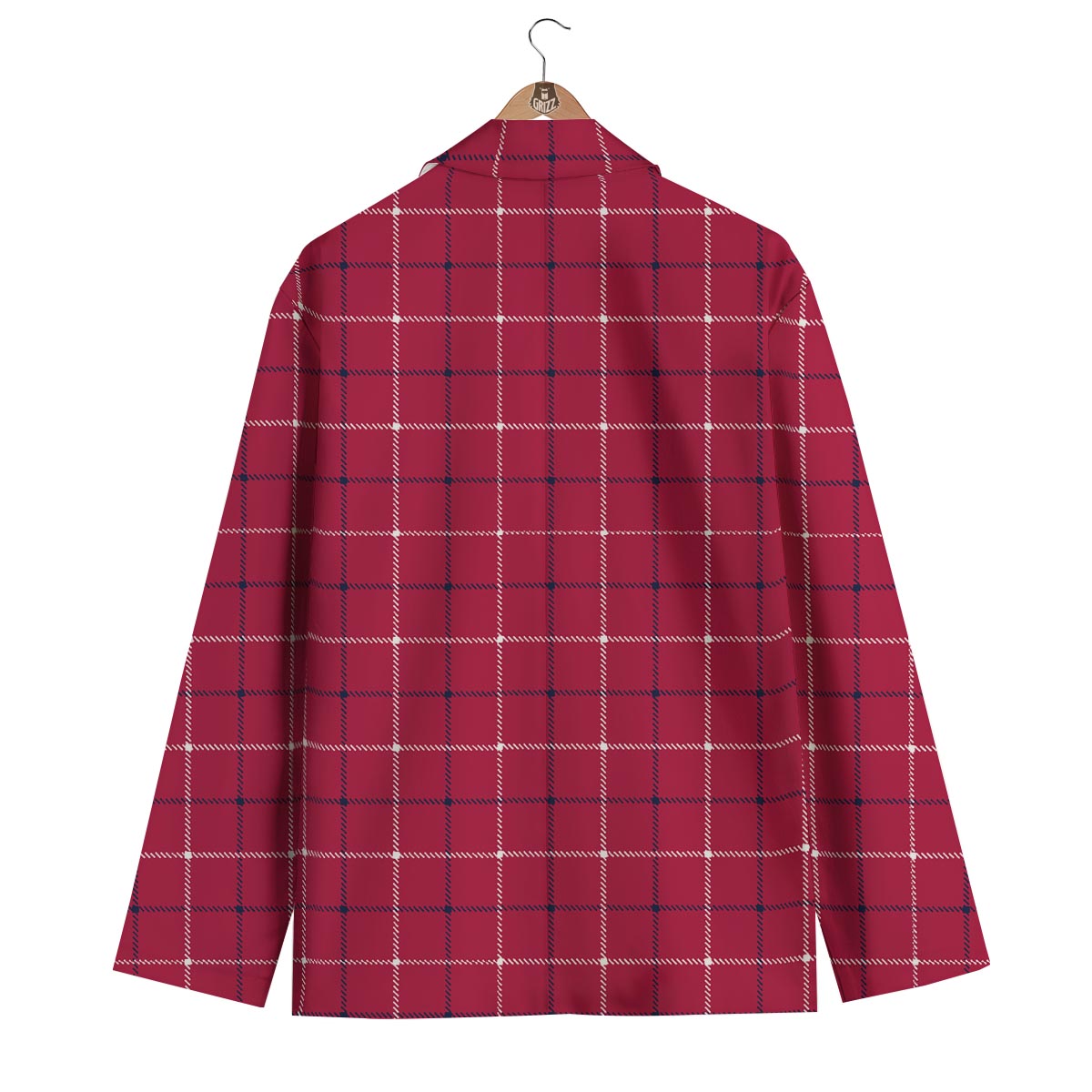 Tattersall Red Print Pattern Men's Blazer-grizzshop