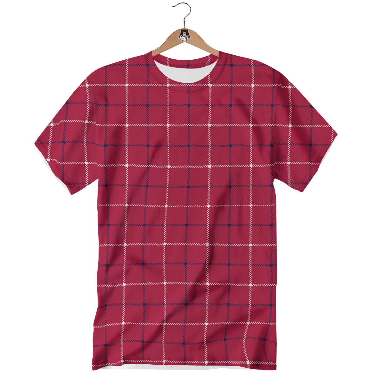 Tattersall Red Print Pattern T-Shirt-grizzshop