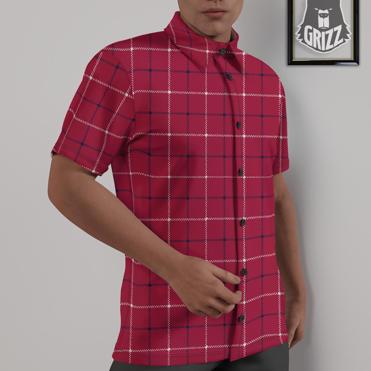 Tattersall Red Print Pattern Untucked Shirts-grizzshop