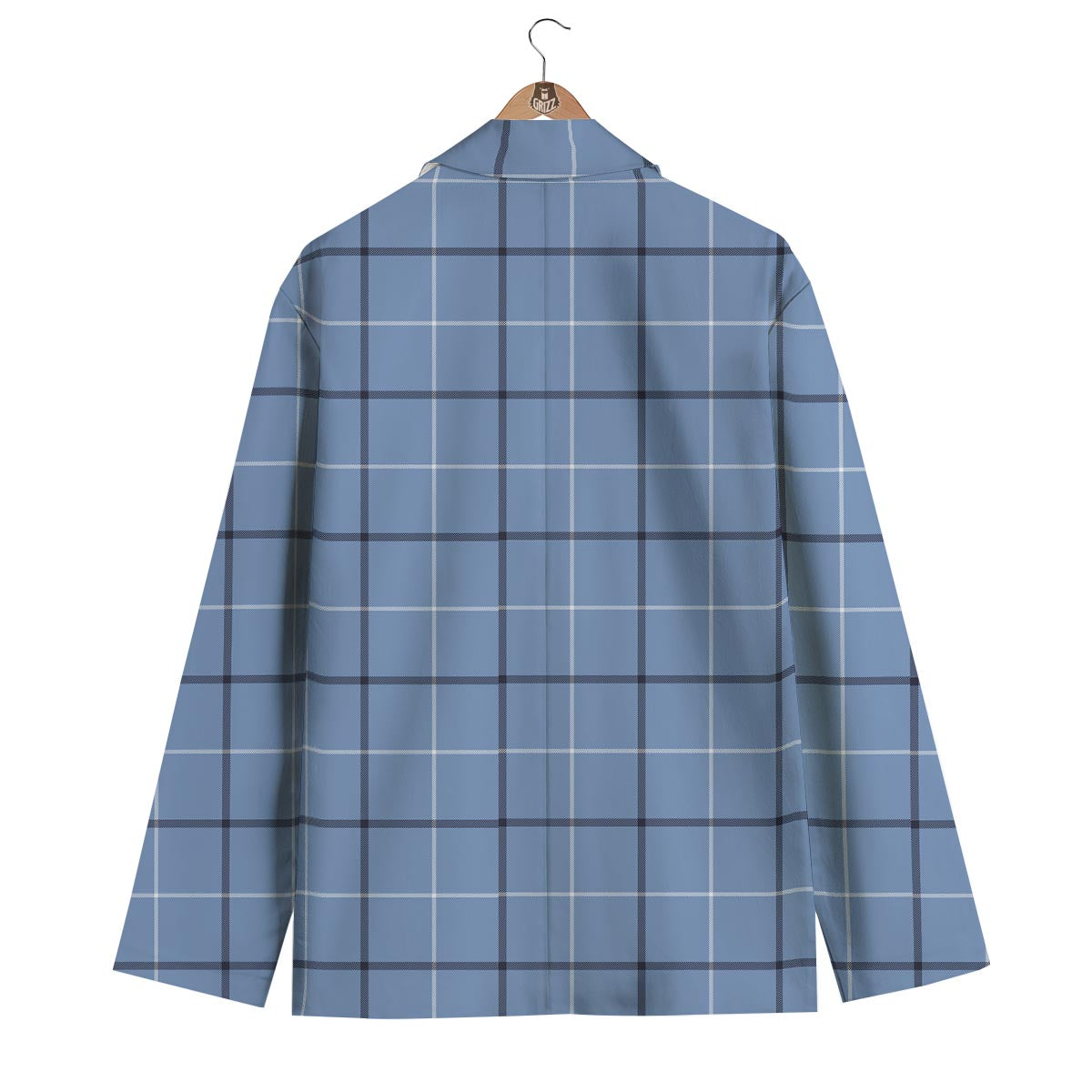 Tattersall Solf Blue Print Pattern Men's Blazer-grizzshop