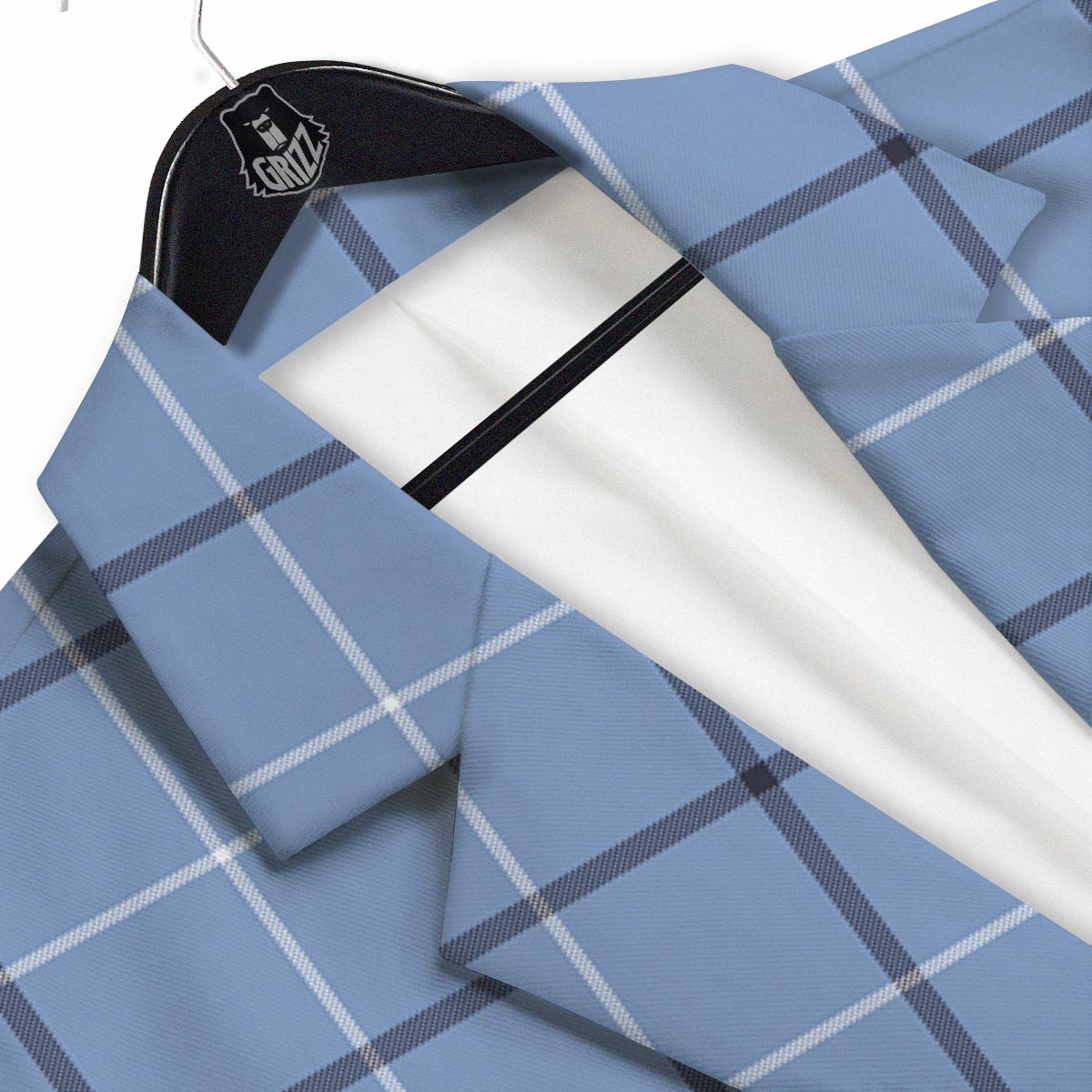 Tattersall Solf Blue Print Pattern Men's Sport Coat-grizzshop