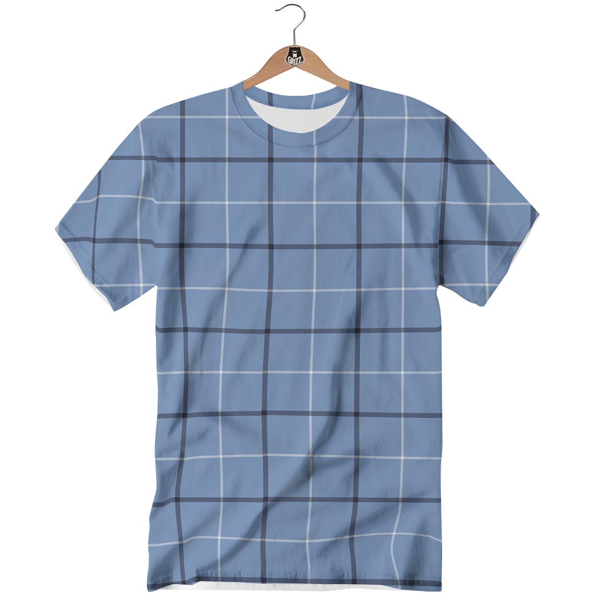 Tattersall Solf Blue Print Pattern T-Shirt-grizzshop