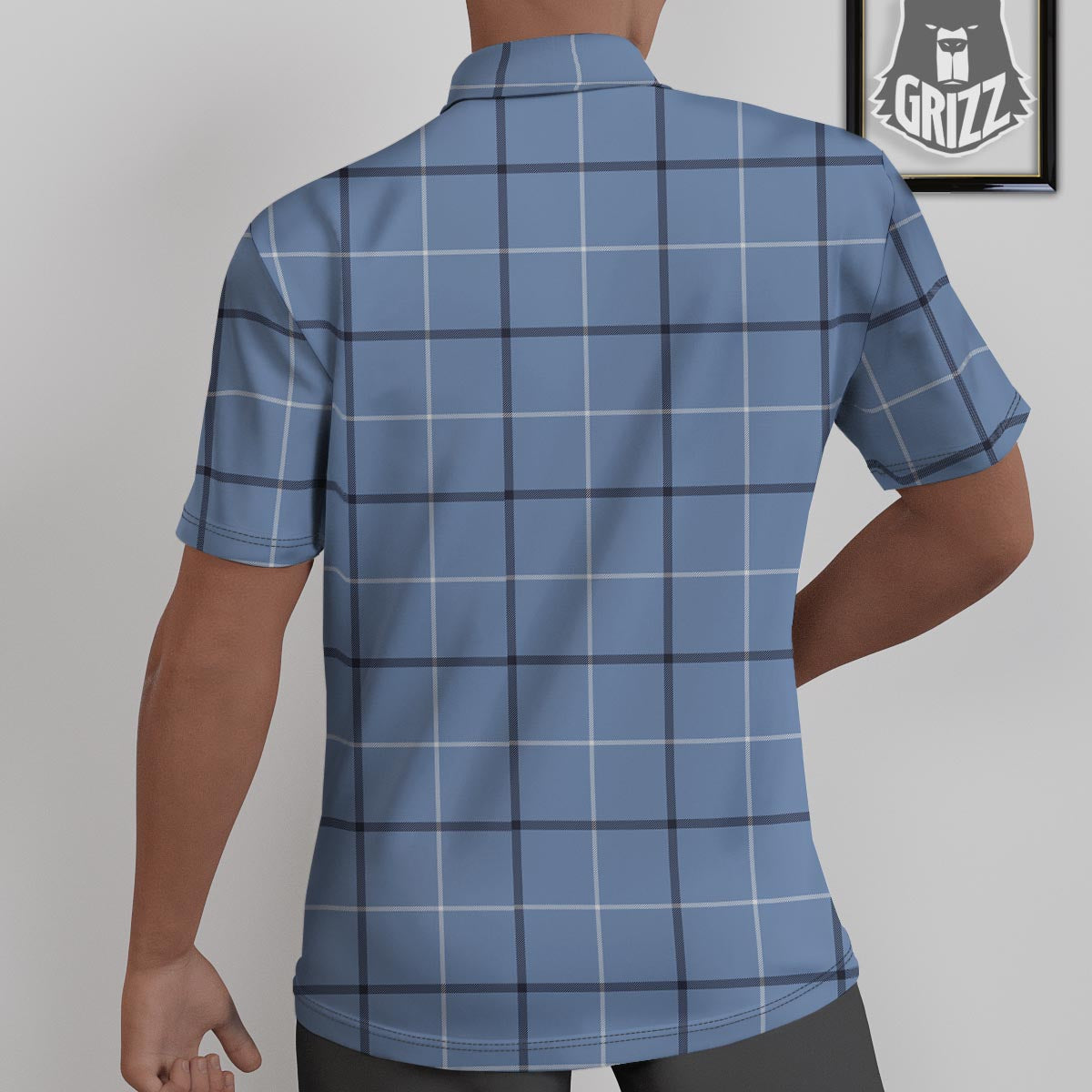 Tattersall Solf Blue Print Pattern Untucked Shirts-grizzshop