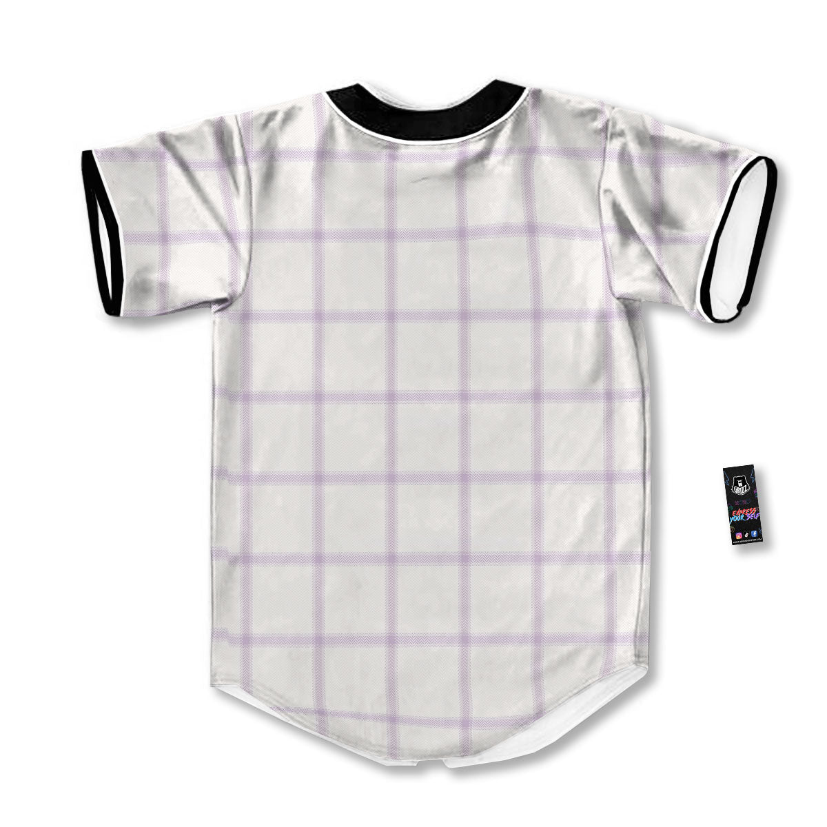 Tattersall White And Purple Print Pattern Baseball Jersey-grizzshop
