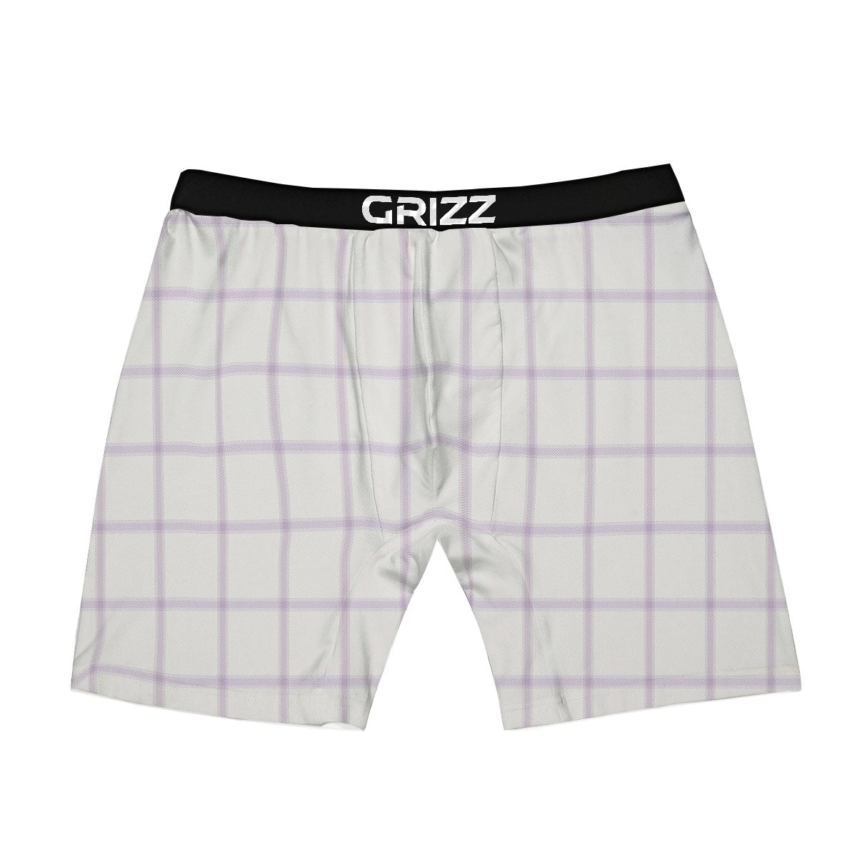 Tattersall White And Purple Print Pattern Boxer Briefs-grizzshop