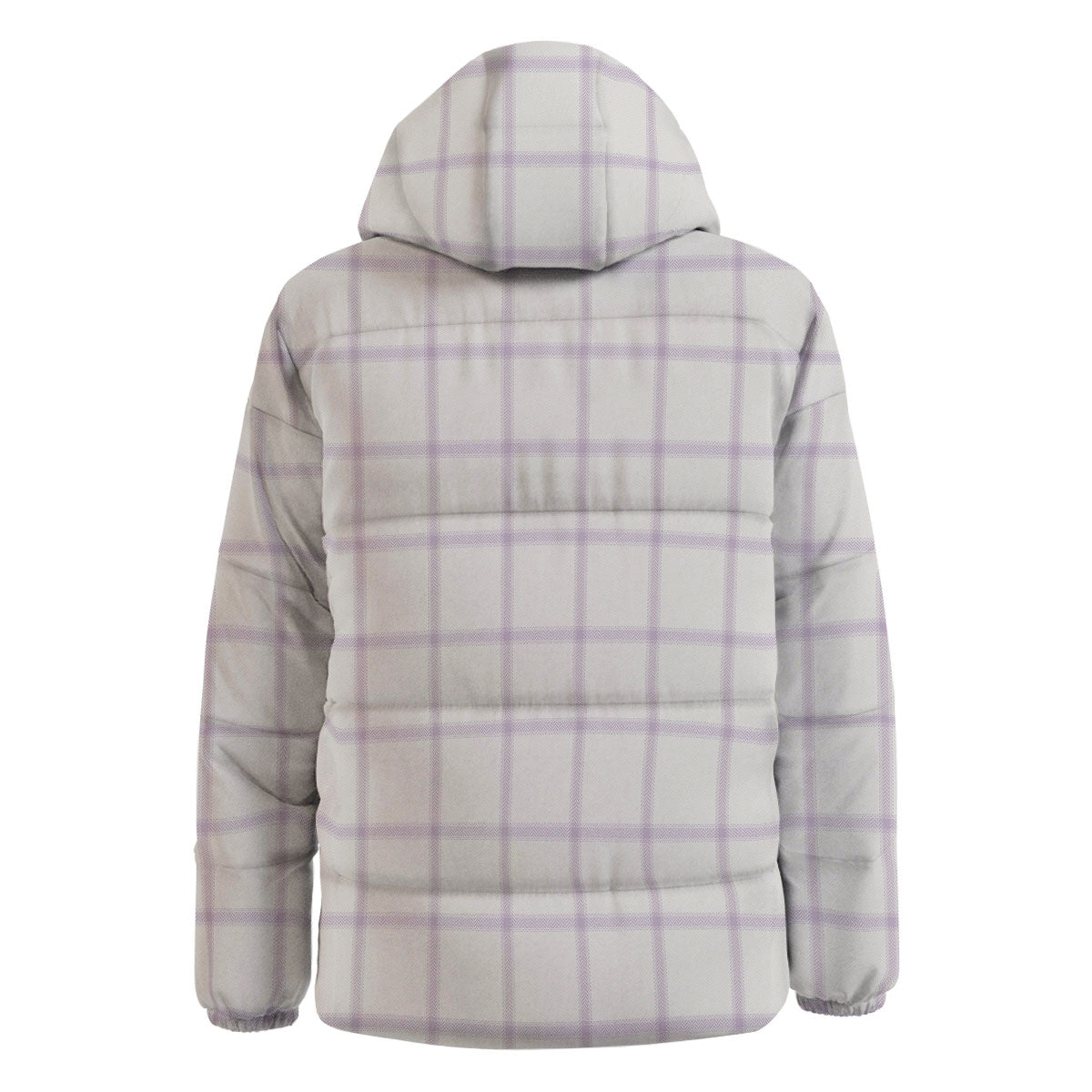 Tattersall White And Purple Print Pattern Down Jacket-grizzshop