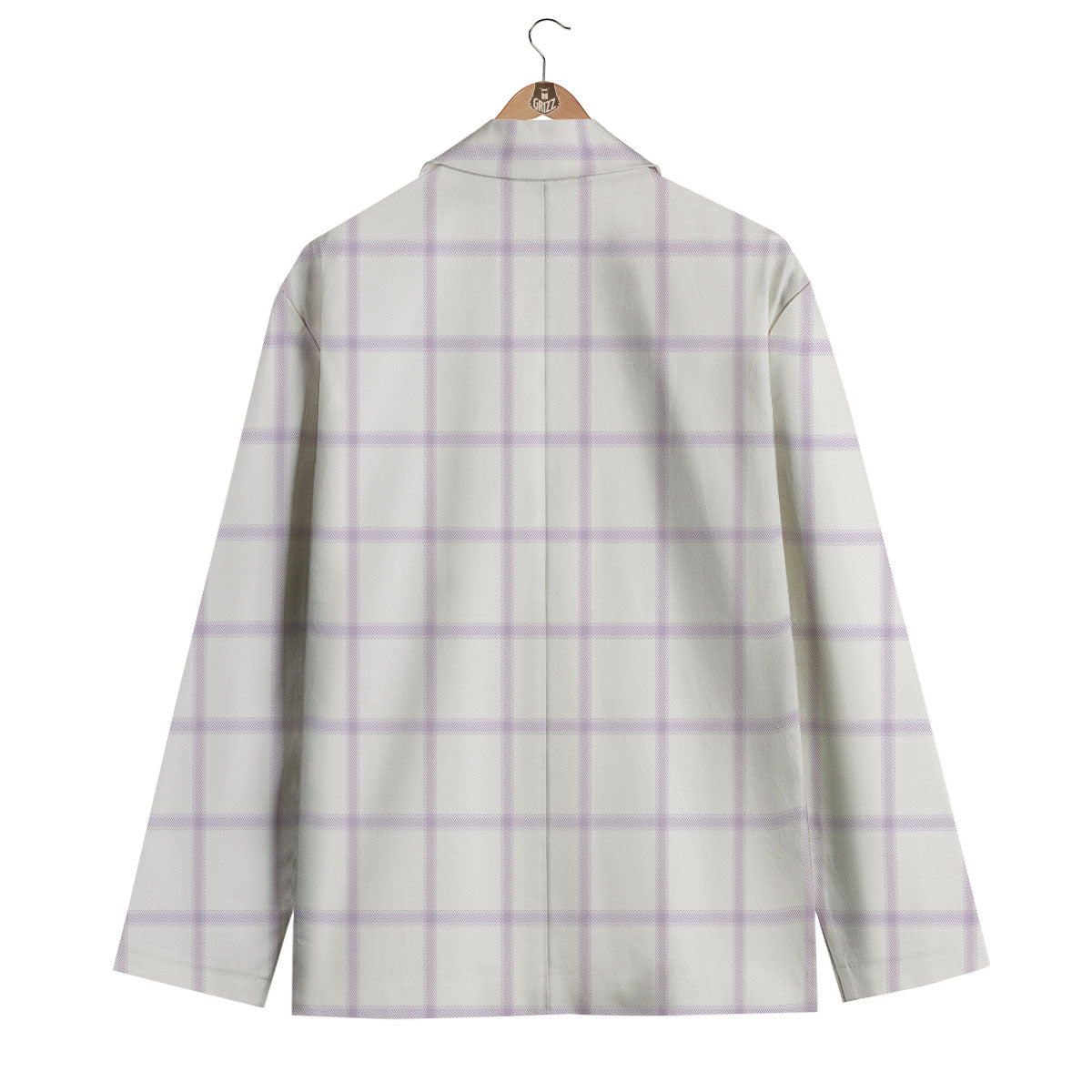 Tattersall White And Purple Print Pattern Men's Blazer-grizzshop