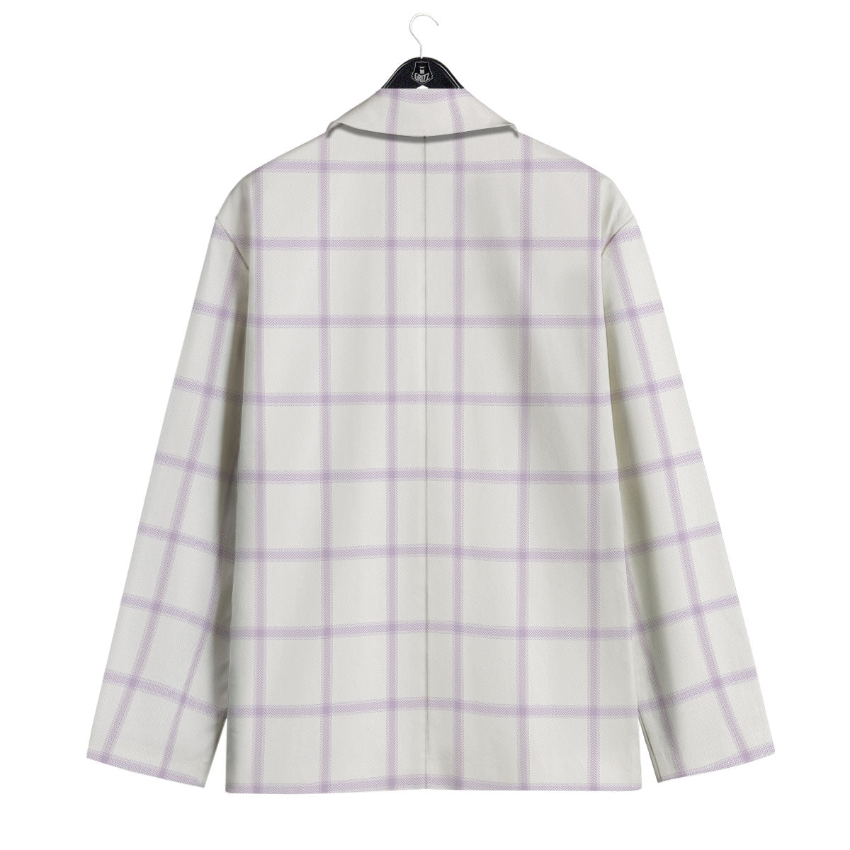 Tattersall White And Purple Print Pattern Men's Sport Coat-grizzshop