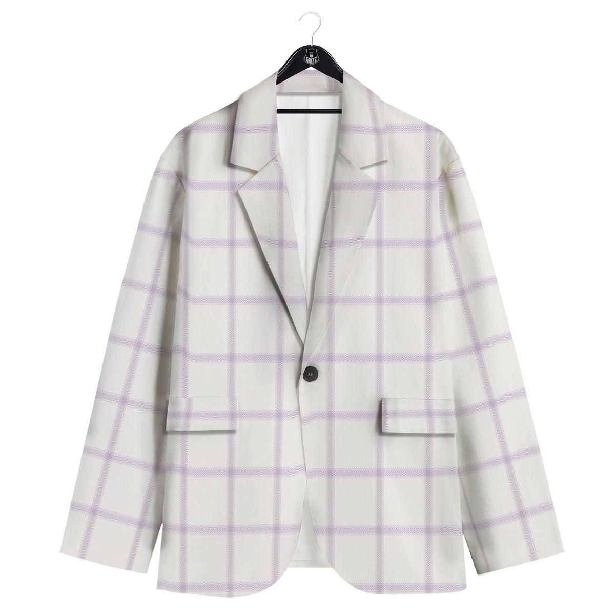 Tattersall White And Purple Print Pattern Men's Sport Coat-grizzshop