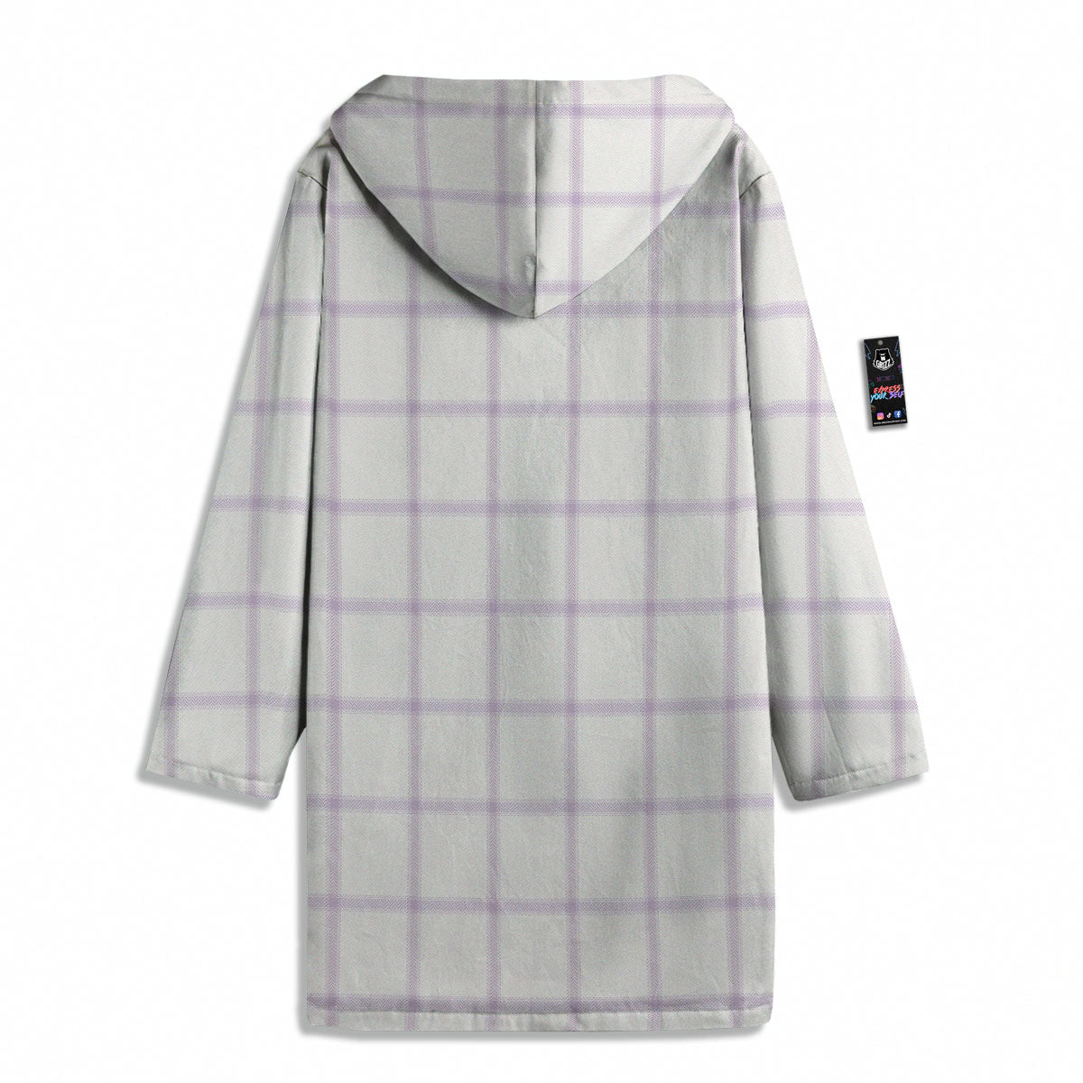 Tattersall White And Purple Print Pattern Men's Windbreaker Jacket-grizzshop