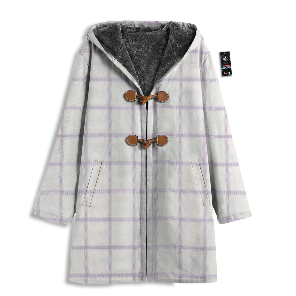 Tattersall White And Purple Print Pattern Men's Windbreaker Jacket-grizzshop