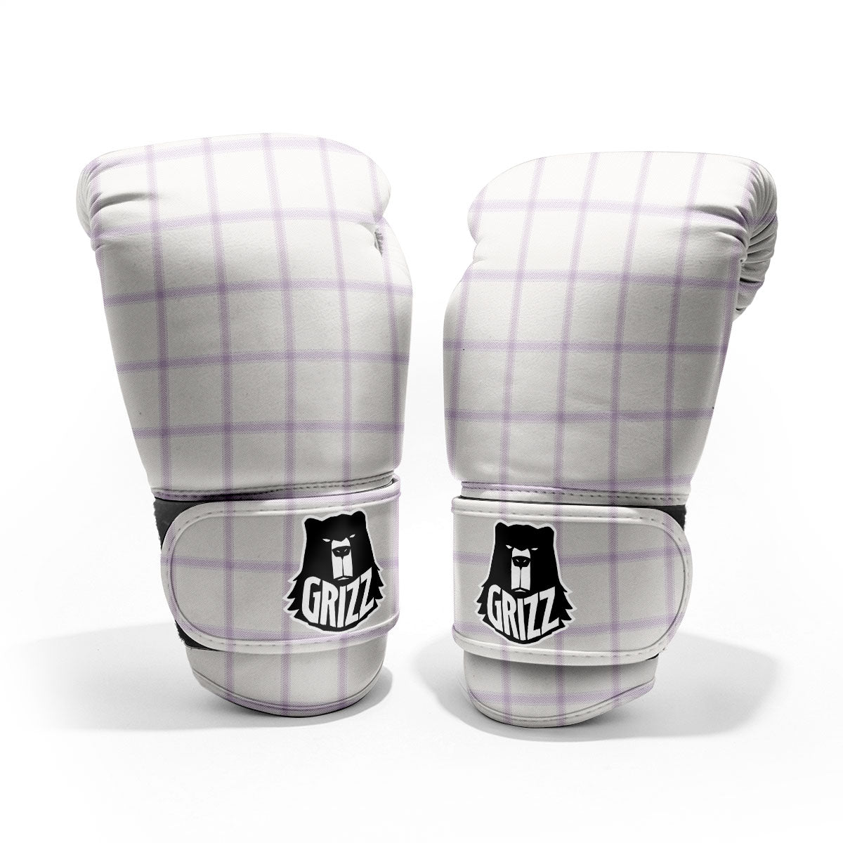 Tattersall White And Purple Print Pattern Pro Boxing Glove
