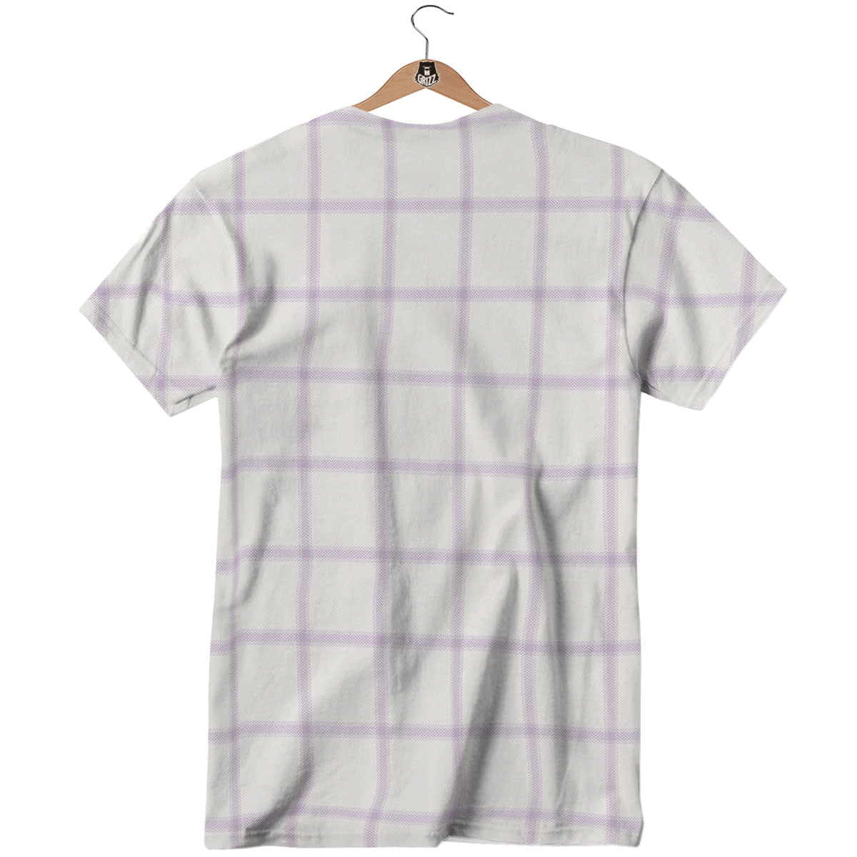 Tattersall White And Purple Print Pattern T-Shirt-grizzshop