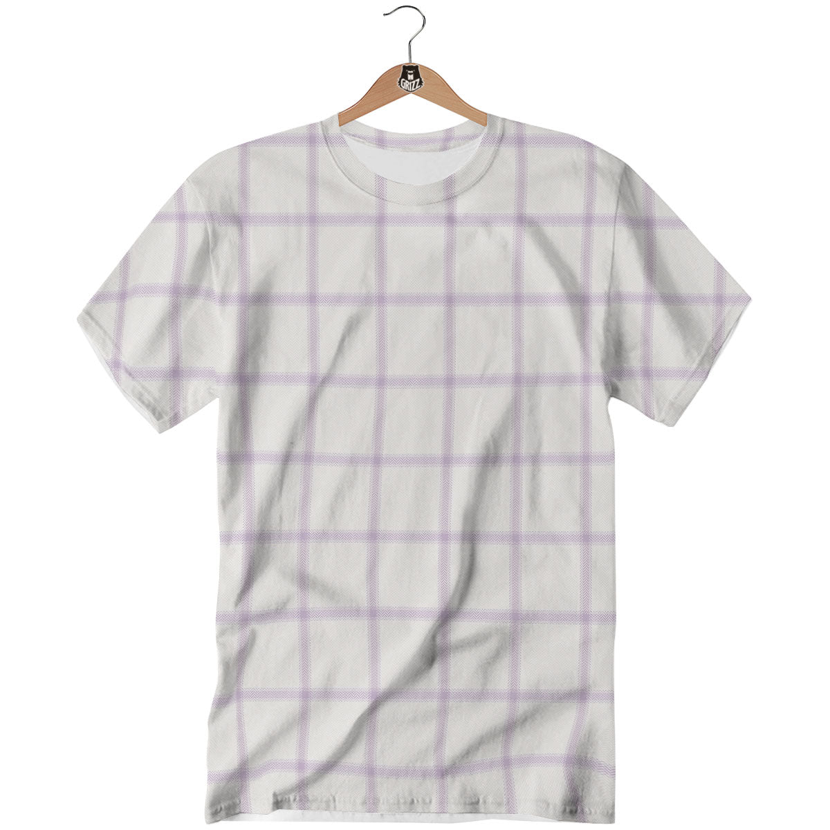 Tattersall White And Purple Print Pattern T-Shirt-grizzshop