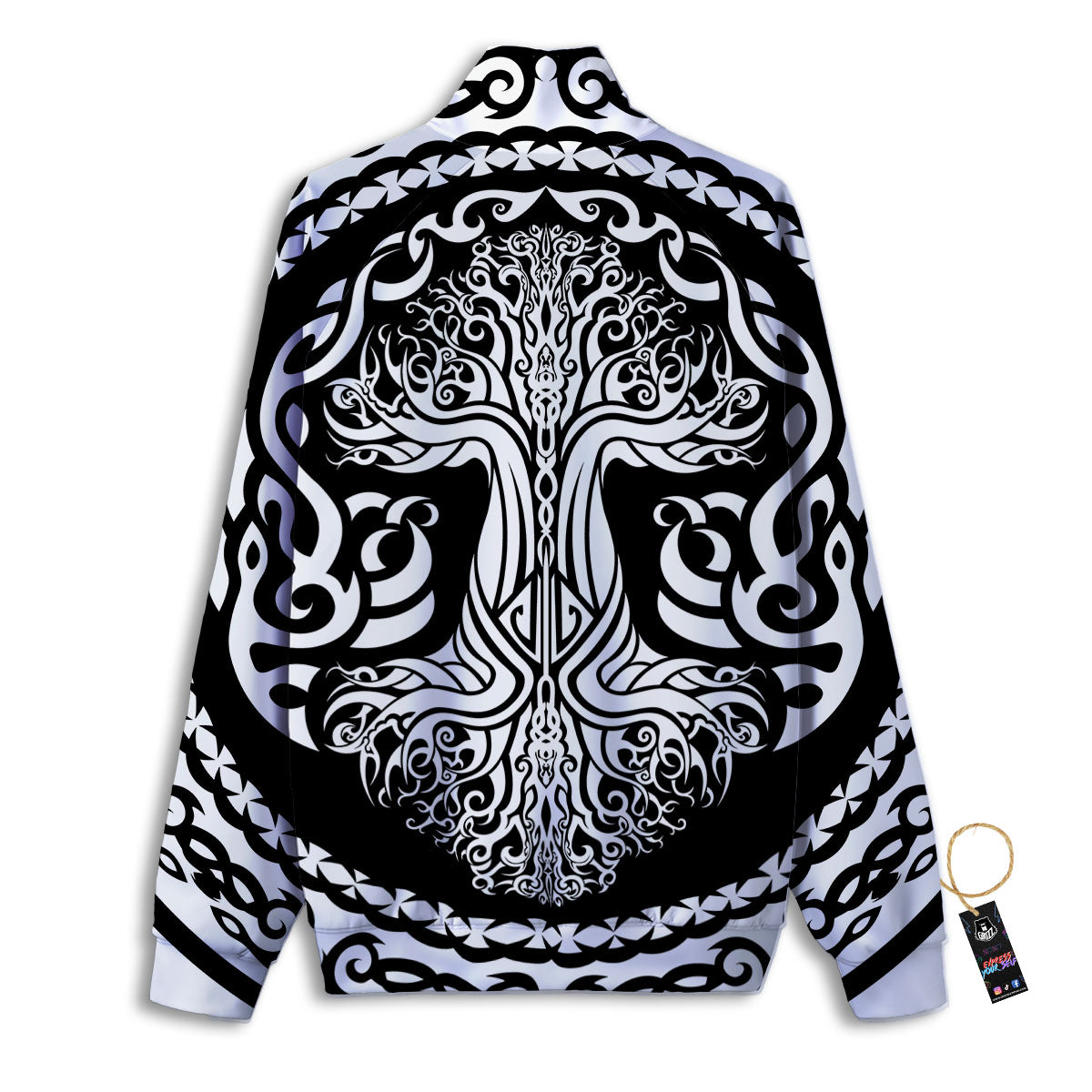 Tattersall White And Purple Print Pattern Track Jacket-grizzshop