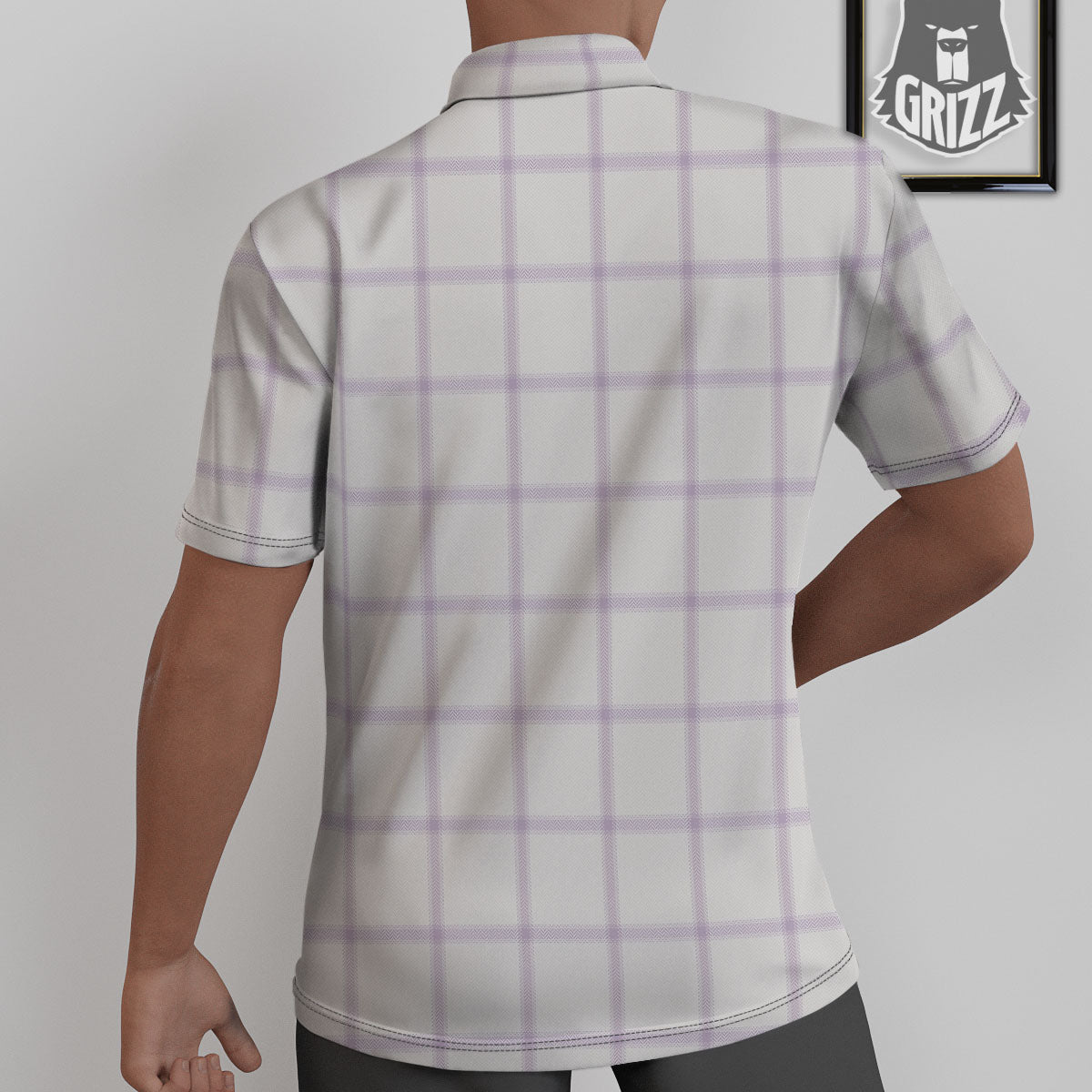 Tattersall White And Purple Print Pattern Untucked Shirts-grizzshop