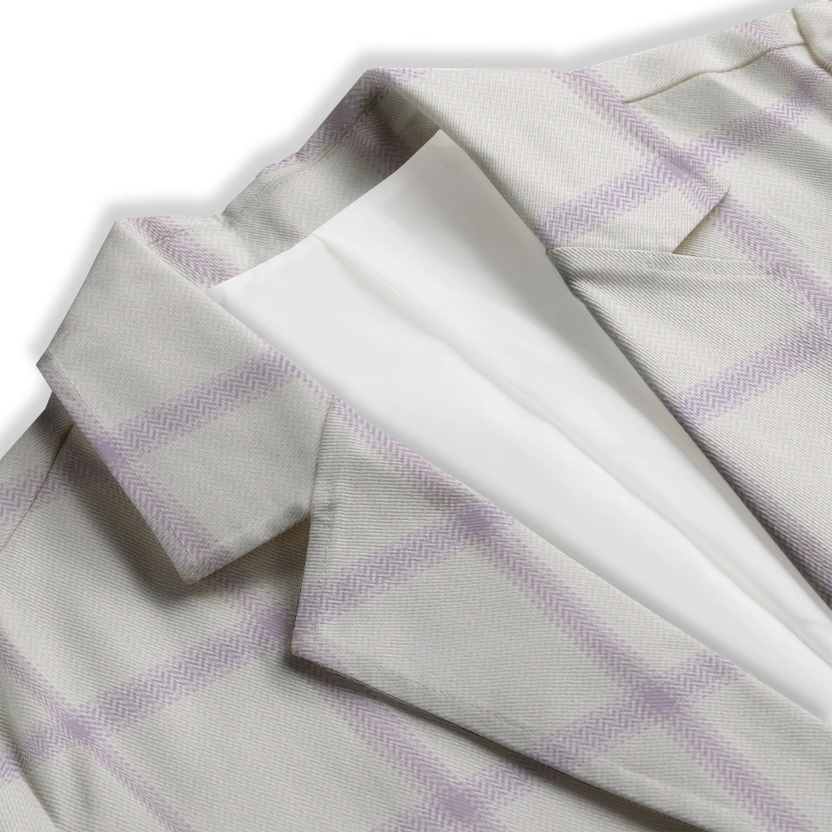 Tattersall White And Purple Print Pattern Women's Blazer-grizzshop