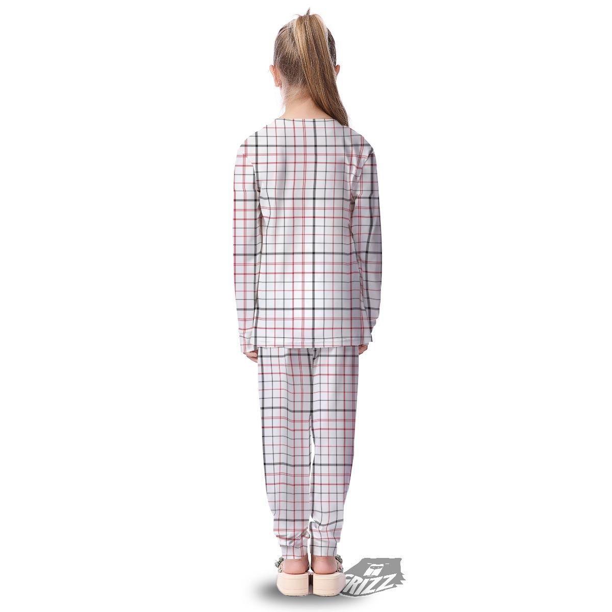 Tattersall White And Red Print Pattern Kid's Pajamas-grizzshop
