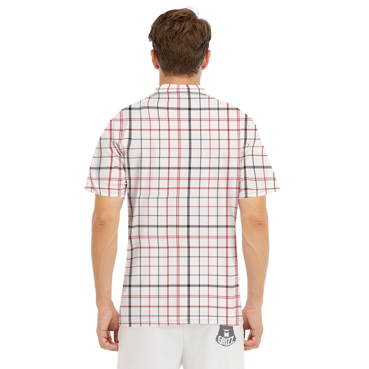 Tattersall White And Red Print Pattern Men's Golf Shirts-grizzshop
