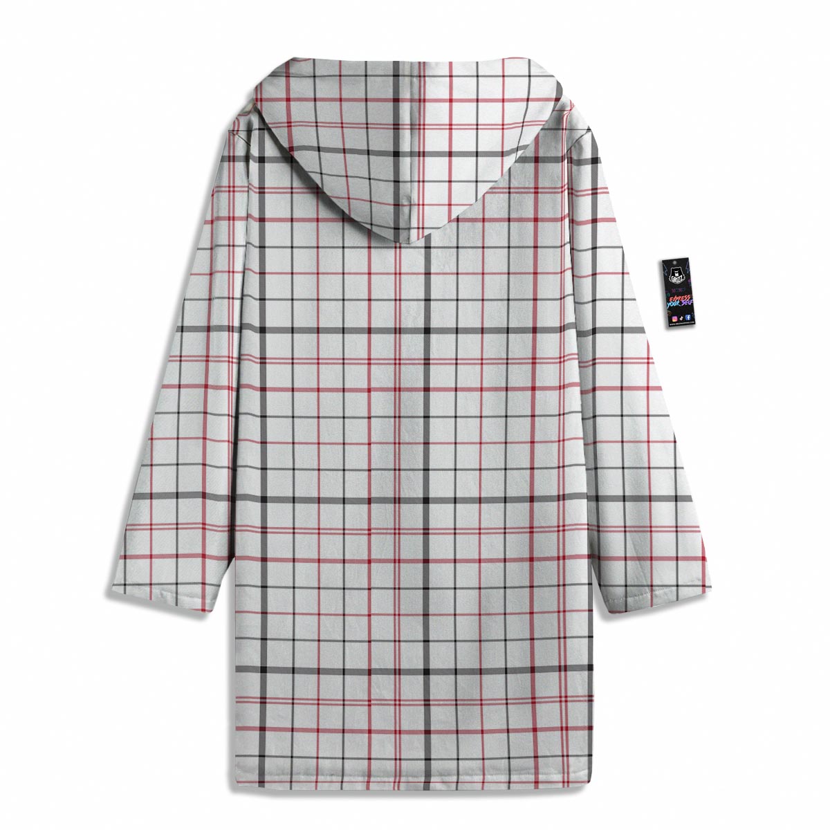Tattersall White And Red Print Pattern Men's Windbreaker Jacket-grizzshop