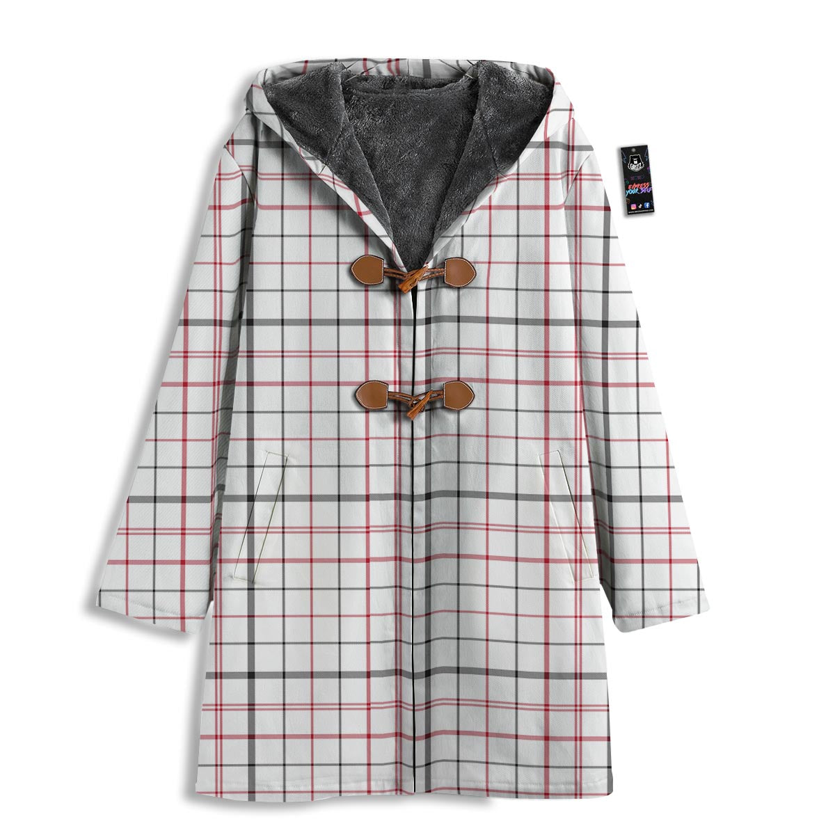 Tattersall White And Red Print Pattern Men's Windbreaker Jacket-grizzshop