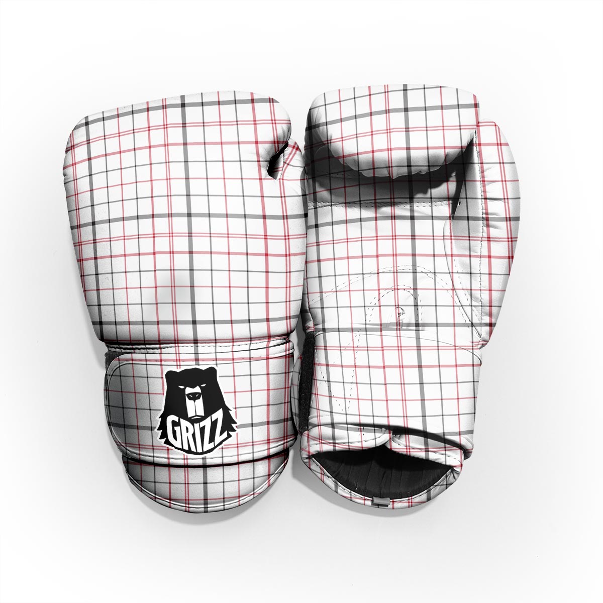 Tattersall White And Red Print Pattern Pro Boxing Glove