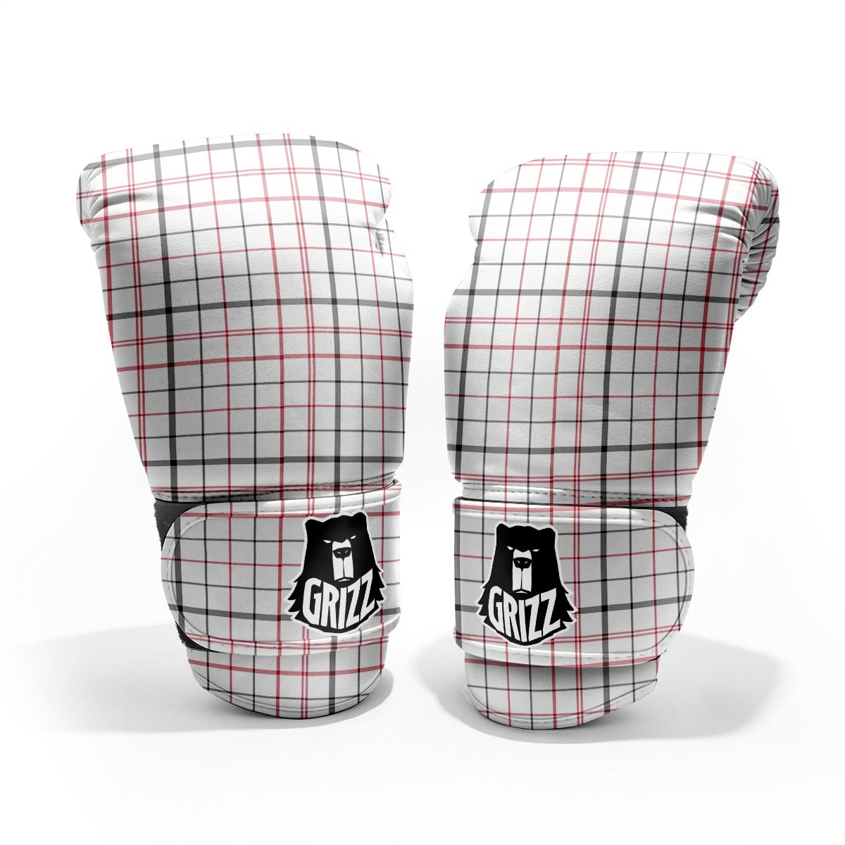 Tattersall White And Red Print Pattern Pro Boxing Glove