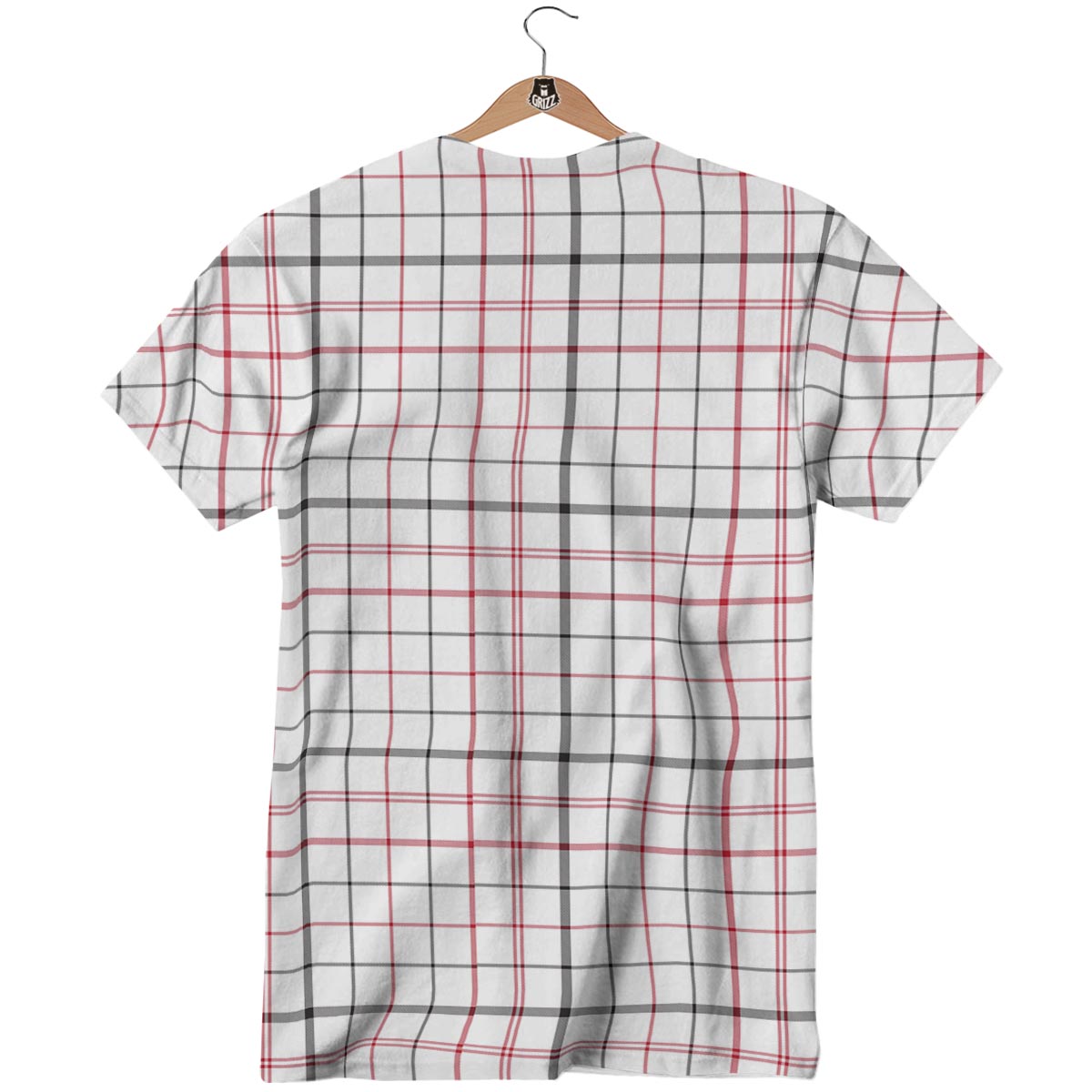 Tattersall White And Red Print Pattern T-Shirt-grizzshop