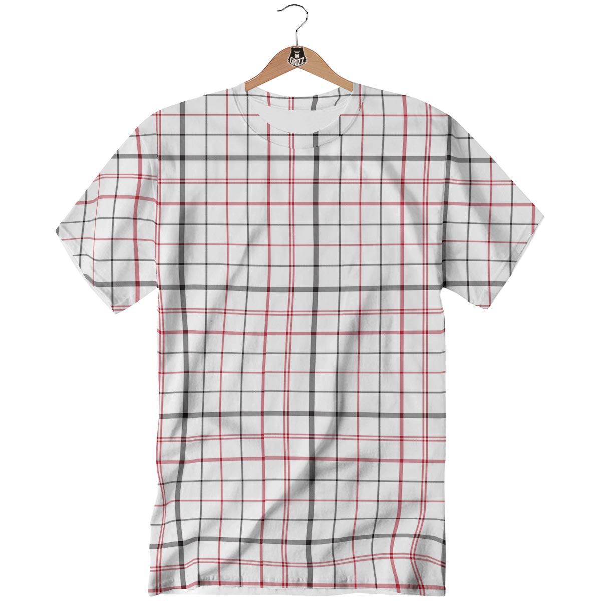 Tattersall White And Red Print Pattern T-Shirt-grizzshop