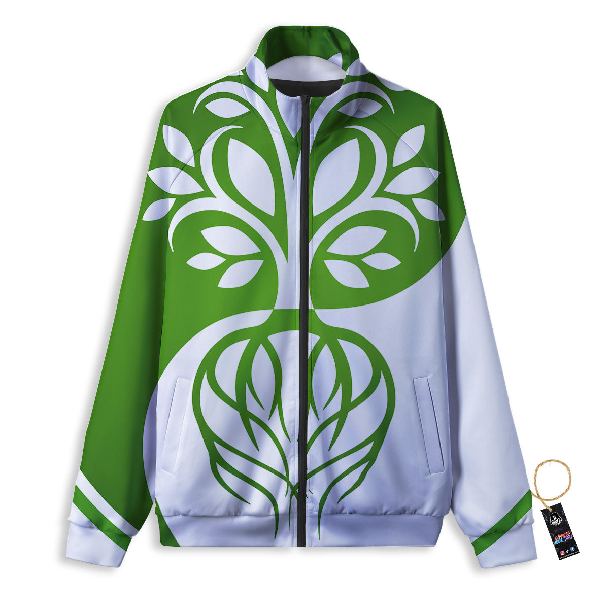 Tattersall White And Red Print Pattern Track Jacket-grizzshop