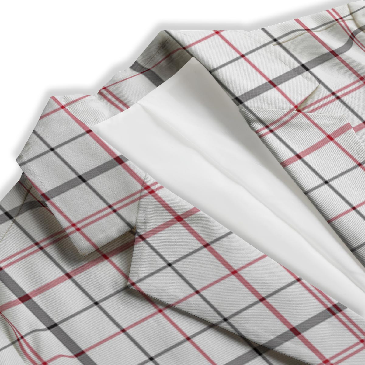Tattersall White And Red Print Pattern Women's Blazer-grizzshop