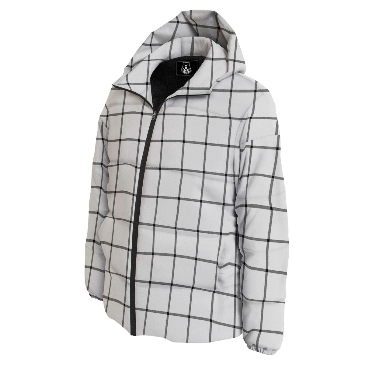 Tattersall White Print Pattern Down Jacket-grizzshop