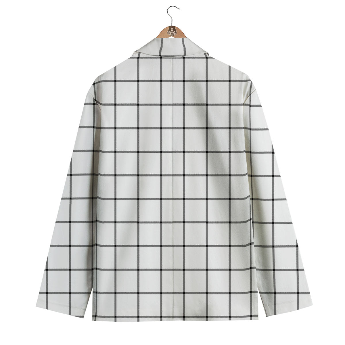 Tattersall White Print Pattern Men's Blazer-grizzshop