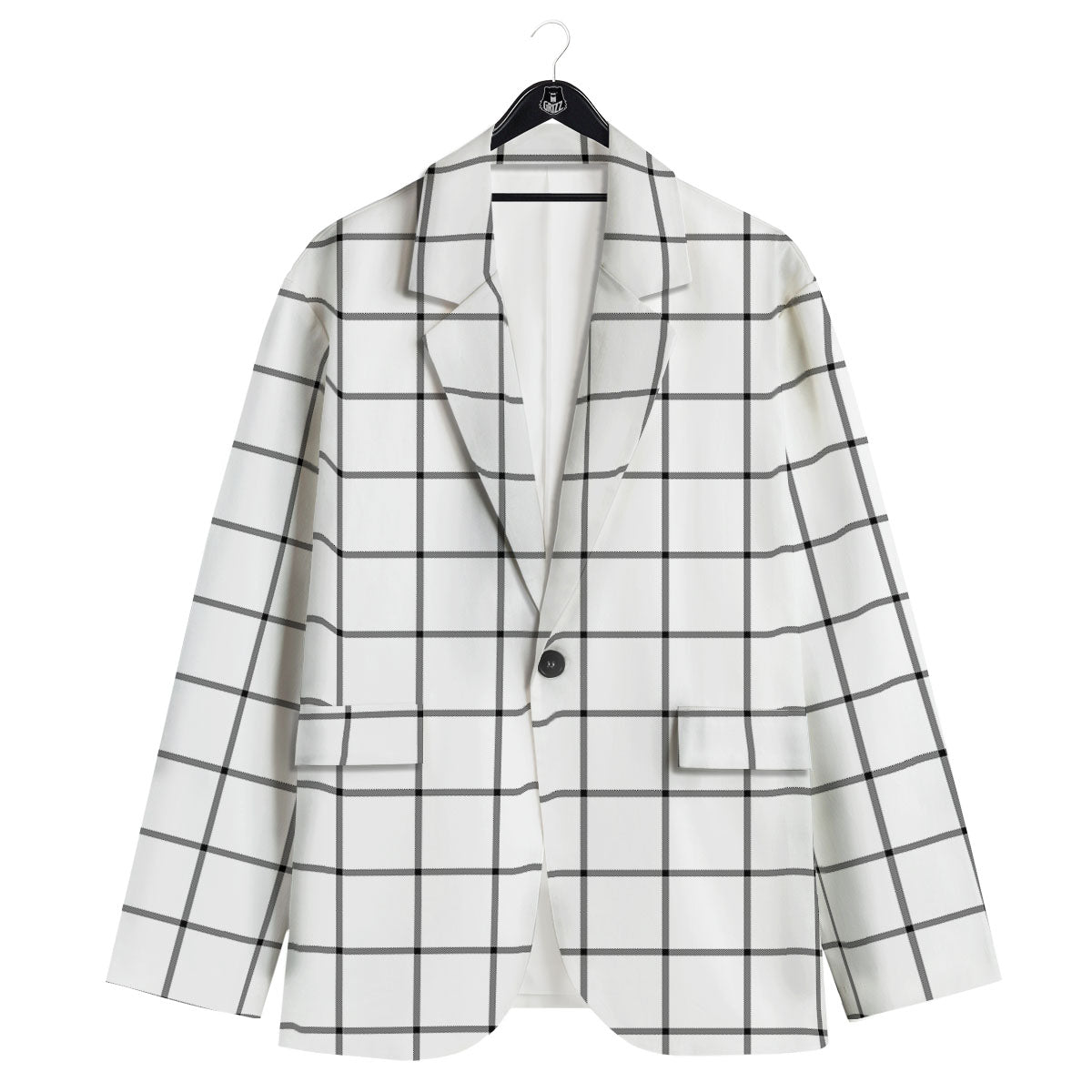 Tattersall White Print Pattern Men's Sport Coat-grizzshop