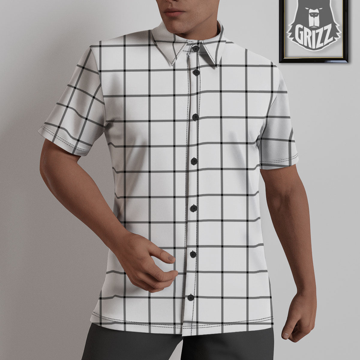 Tattersall White Print Pattern Untucked Shirts-grizzshop