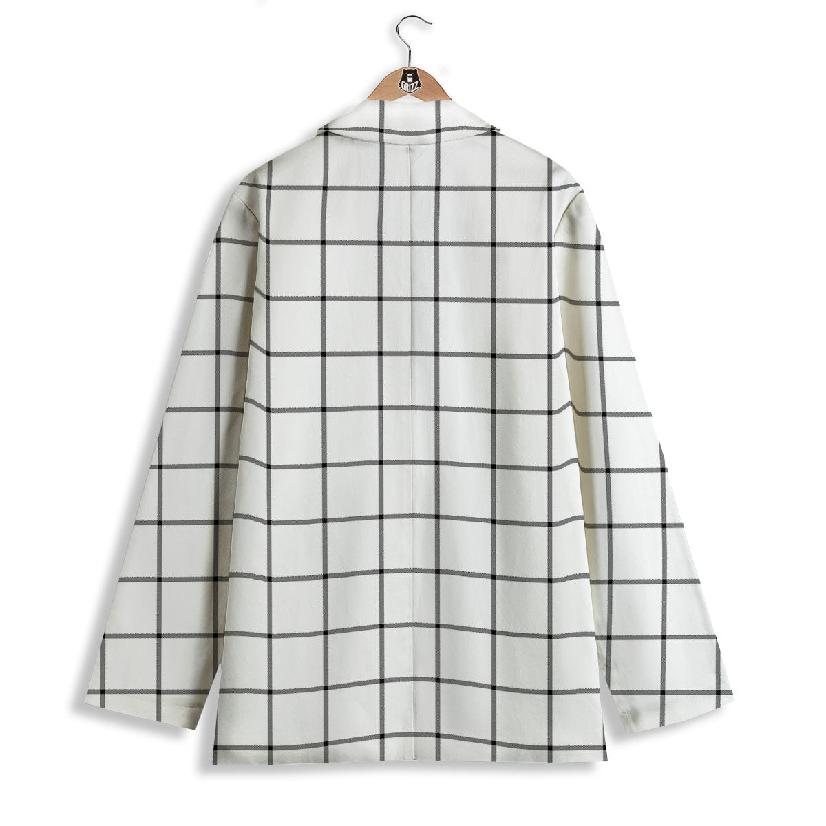 Tattersall White Print Pattern Women's Blazer-grizzshop