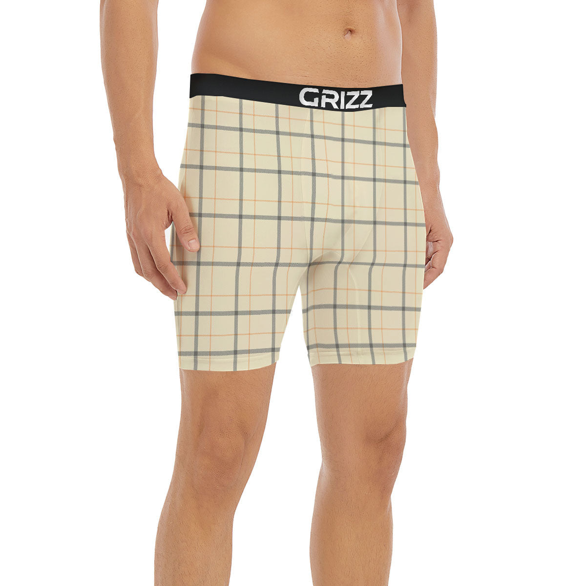 Tattersall Yellow And Beige Print Pattern Boxer Briefs-grizzshop