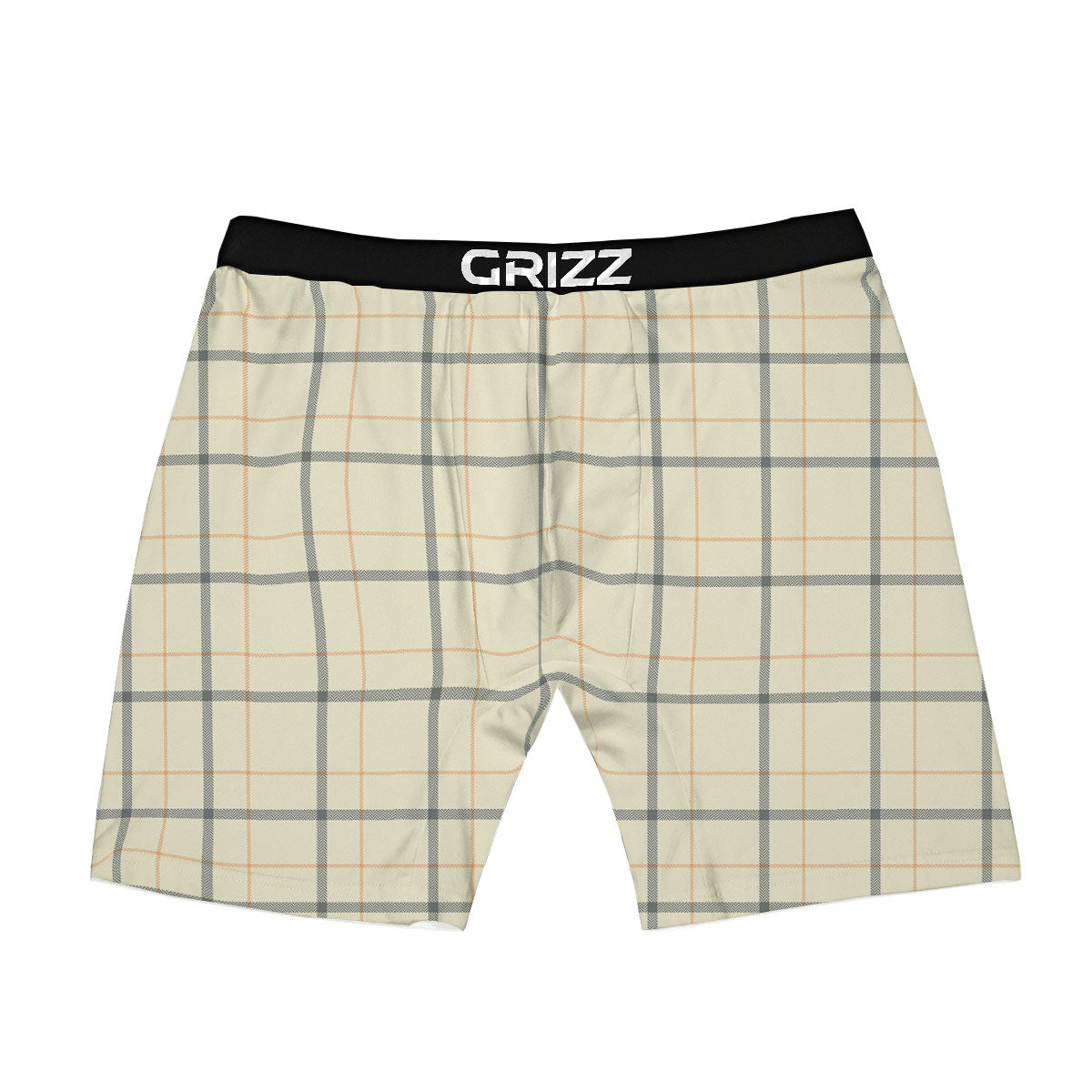 Tattersall Yellow And Beige Print Pattern Boxer Briefs-grizzshop