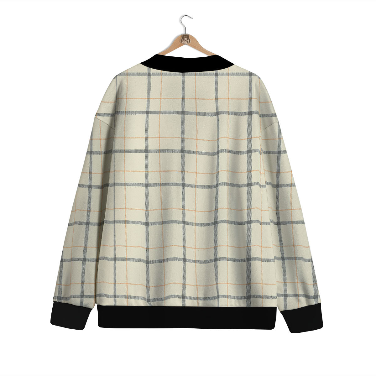 Tattersall Yellow And Beige Print Pattern Cardigan-grizzshop